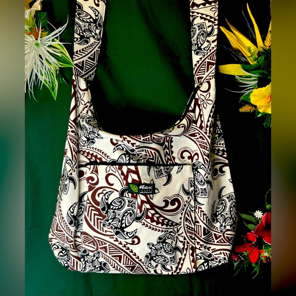 White Tribal Turtle Crossbody